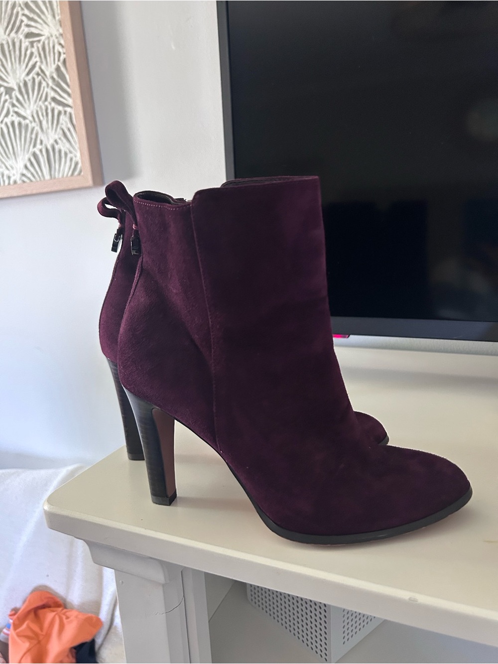 Coach Plum Suede Ankle Booties